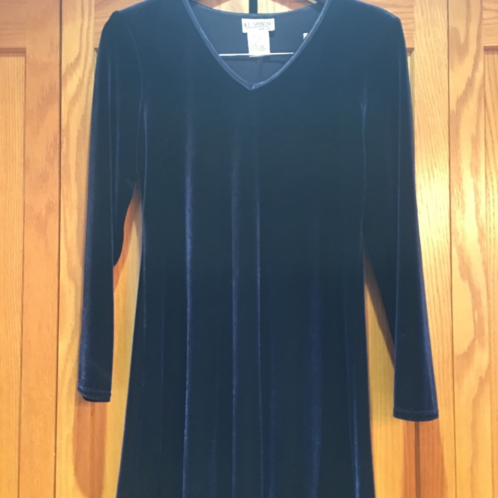GORGEOUS NAVY BLUE VELVET COCKTAIL DRESS/ SIZE 10